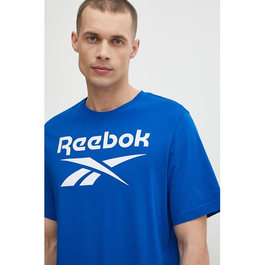 Reebok t-shirt bawełniany Identity męski kolor niebieski z nadrukiem 100071174 ze sklepu ANSWEAR.com w kategorii T-shirty męskie - zdjęcie 171395462
