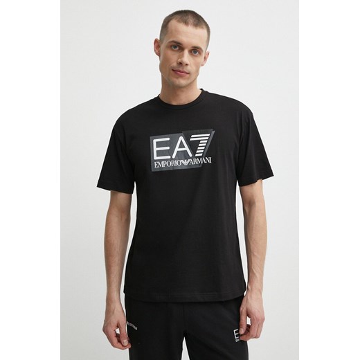 EA7 Emporio Armani t-shirt bawełniany męski kolor czarny z nadrukiem ze sklepu ANSWEAR.com w kategorii T-shirty męskie - zdjęcie 171395472