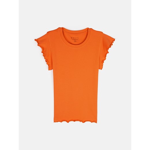 GATE Elastyczny T-shirt z falbankami 34 ze sklepu gateshop w kategorii Bluzki damskie - zdjęcie 171398492