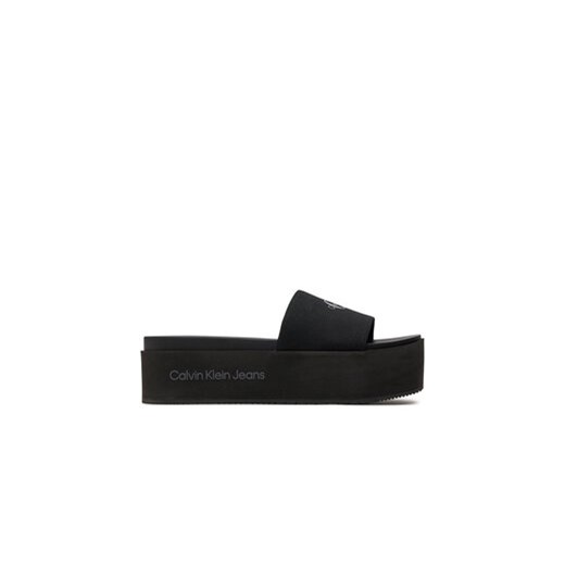 Calvin Klein Jeans Klapki Flatform Sandal Met YW0YW01036 Czarny ze sklepu MODIVO w kategorii Klapki damskie - zdjęcie 171400580