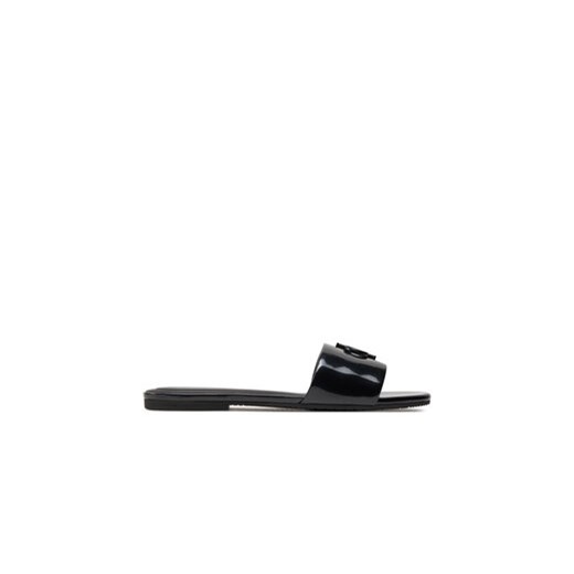 Calvin Klein Jeans Klapki Flat Sandal Slide Mg Met YW0YW01348 Czarny ze sklepu MODIVO w kategorii Klapki damskie - zdjęcie 171401184