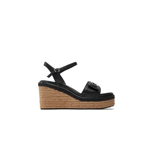 Calvin Klein Espadryle Wedge Sandal 50 Relock Lth HW0HW01963 Czarny ze sklepu MODIVO w kategorii Sandały damskie - zdjęcie 171401190