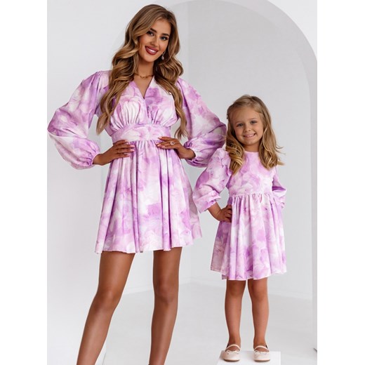 Zestaw sukienek wzorzystych mama i córka Carellia - D45 - d45 ze sklepu pakuten.pl w kategorii Sukienki - zdjęcie 171401782