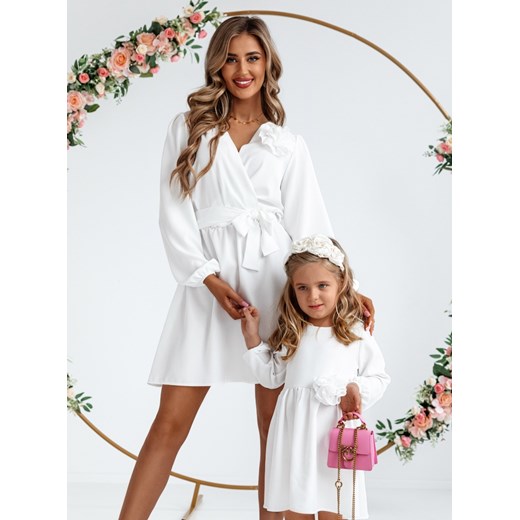 Biały zestaw sukienek mama i córka Annabelle - biały ze sklepu pakuten.pl w kategorii Sukienki - zdjęcie 171401804