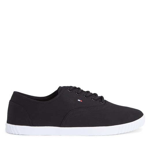 Tenisówki Tommy Hilfiger Canvas Lace Up Sneaker FW0FW07805 Czarny ze sklepu eobuwie.pl w kategorii Trampki damskie - zdjęcie 171403034