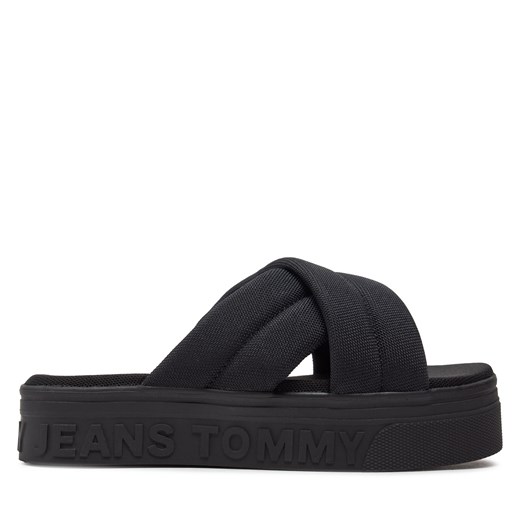 Klapki Tommy Jeans Tjw Lettering Flatform Sandal EN0EN02465 Black BDS ze sklepu eobuwie.pl w kategorii Klapki damskie - zdjęcie 171403392