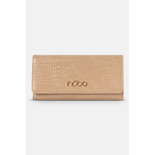 Duży portfel Nobo z klapką croco beżowy Nobo One size okazja NOBOBAGS.COM