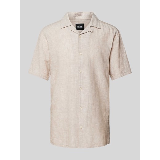 Koszula lniana o kroju slim fit z rękawem o dł. 1/2 model ‘CAIDEN’ ze sklepu Peek&Cloppenburg  w kategorii Koszule męskie - zdjęcie 171406140