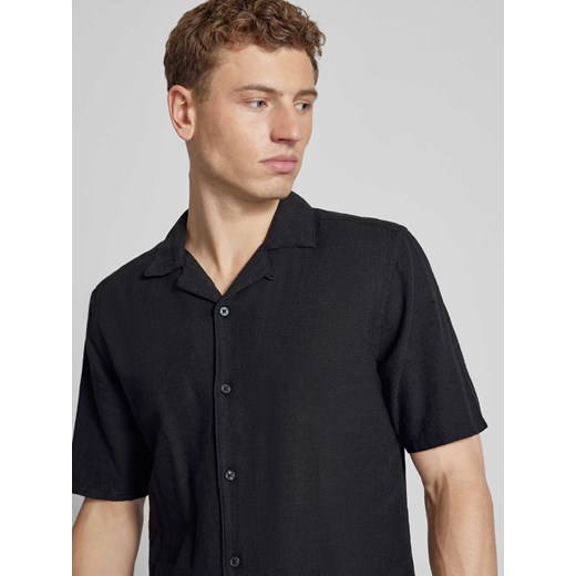 Koszula lniana o kroju slim fit z rękawem o dł. 1/2 model ‘CAIDEN’ Only & Sons L Peek&Cloppenburg 
