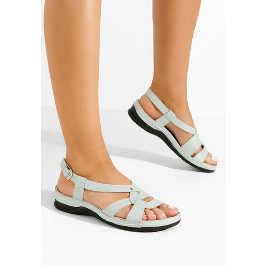 Turkusowe sandały damskie skórzane Zinga ze sklepu Zapatos w kategorii Sandały damskie - zdjęcie 171406642