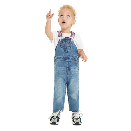 Levi&apos;s Kids Ogrodniczki dżinsowe w kolorze niebieskim ze sklepu Limango Polska w kategorii Spodnie i półśpiochy - zdjęcie 171409163
