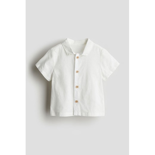 H & M - Koszula z domieszką lnu - Biały ze sklepu H&M w kategorii Koszule chłopięce - zdjęcie 171410264