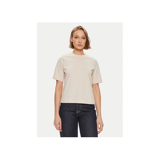 Gina Tricot T-Shirt Basic 10469 Beżowy Regular Fit ze sklepu MODIVO w kategorii Bluzki damskie - zdjęcie 171420570
