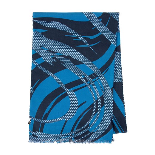 Męski szal jedwabny we wzory niebiesko - szary ze sklepu WITTCHEN w kategorii Szaliki męskie - zdjęcie 171422490