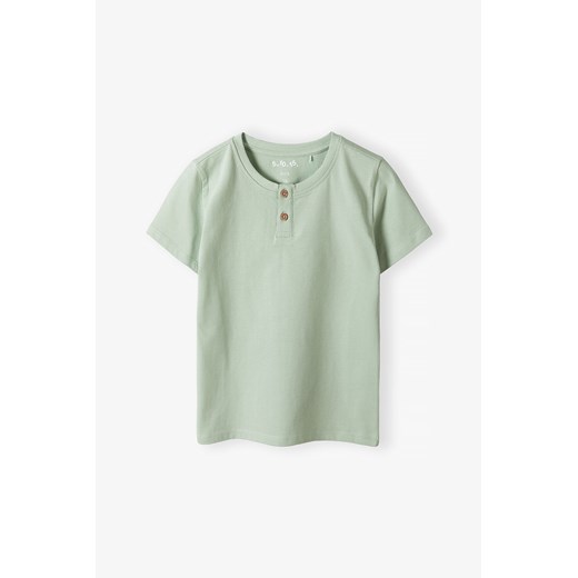 Zielony dzianinowy t-shirt dla chłopca - 100% bawełna - 5.10.15. ze sklepu 5.10.15 w kategorii T-shirty chłopięce - zdjęcie 171423250