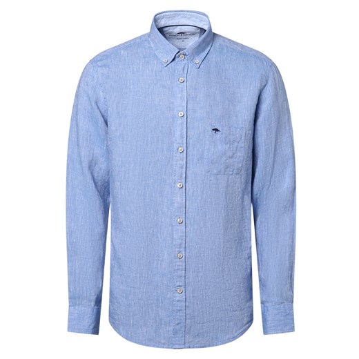 Fynch-Hatton Męska koszula lniana Mężczyźni Regular Fit len jasnoniebieski jednolity ze sklepu vangraaf w kategorii Koszule męskie - zdjęcie 171426031