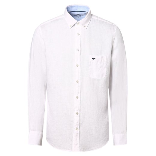 Fynch-Hatton Męska koszula lniana Mężczyźni Regular Fit len biały jednolity ze sklepu vangraaf w kategorii Koszule męskie - zdjęcie 171426033