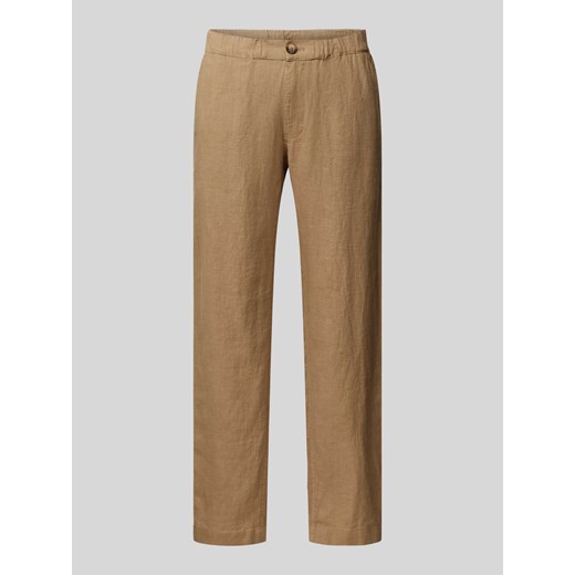 Spodnie lniane w jednolitym kolorze model ‘Littlefield’ ze sklepu Peek&Cloppenburg  w kategorii Spodnie męskie - zdjęcie 171426502