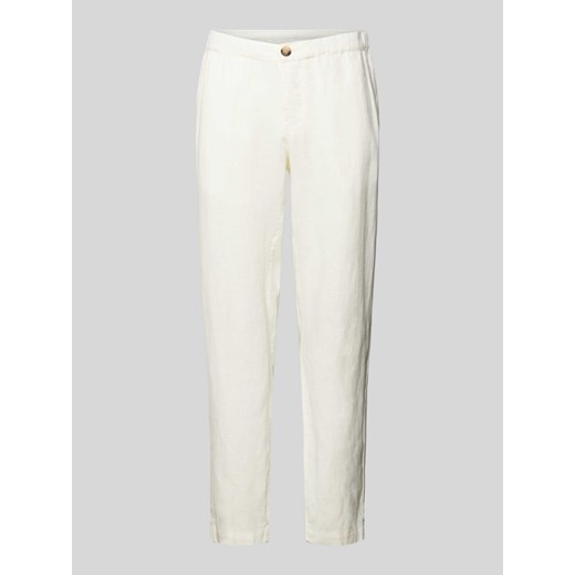 Spodnie lniane w jednolitym kolorze model ‘Littlefield’ ze sklepu Peek&Cloppenburg  w kategorii Spodnie męskie - zdjęcie 171426610