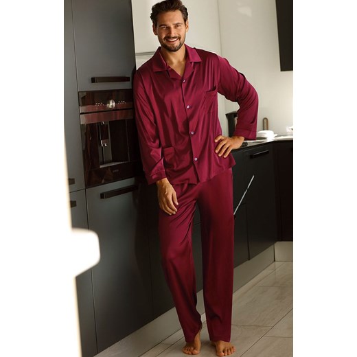 Satynowa piżama męska bordowa Lucas, Kolor bordowy, Rozmiar L, DKaren ze sklepu Intymna w kategorii Piżamy męskie - zdjęcie 171426924