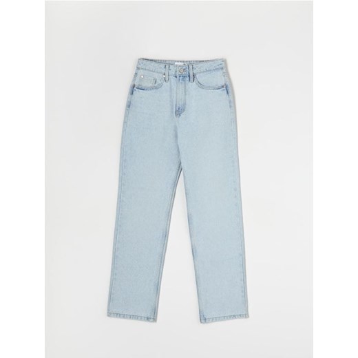 Sinsay - Jeansy straight high waist - niebieski Sinsay 32 Sinsay