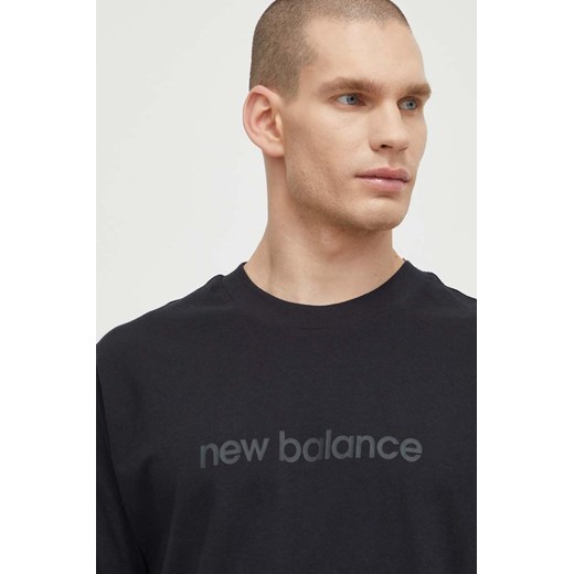 T-shirt męski New Balance z bawełny z napisem z krótkim rękawem 