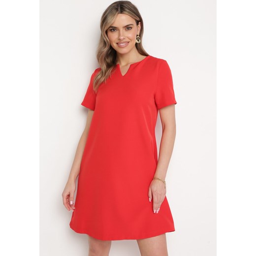 Czerwona Sukienka Trapezowa Mini z Kieszeniami Hreona ze sklepu Born2be Odzież w kategorii Sukienki - zdjęcie 171437331