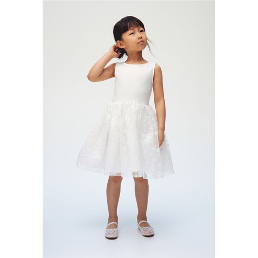 H & M - Sukienka z rozszerzanym dołem - Biały ze sklepu H&M w kategorii Sukienki dziewczęce - zdjęcie 171438120
