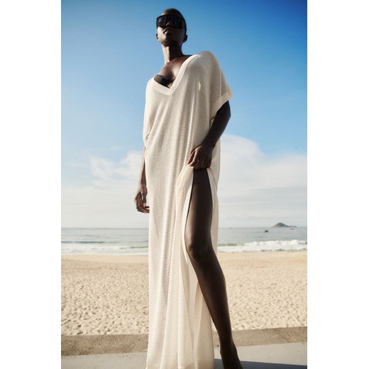H & M - Siateczkowa sukienka plażowa - Biały ze sklepu H&M w kategorii Odzież plażowa - zdjęcie 171438150