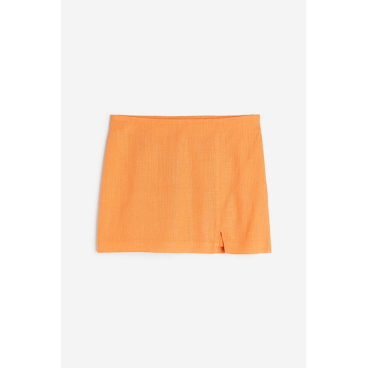H & M - Spódniczka mini z domieszką lnu - Pomarańczowy H & M 36 H&M