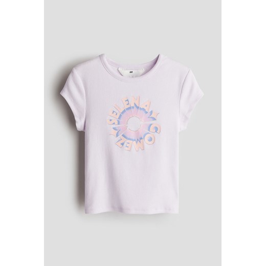 H & M - T-shirt w prążki - Fioletowy ze sklepu H&M w kategorii Bluzki dziewczęce - zdjęcie 171438422