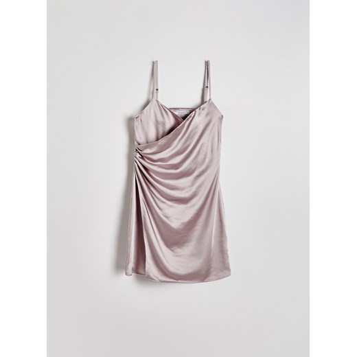 Reserved - Sukienka mini z drapowaniem - srebrny Reserved M Reserved