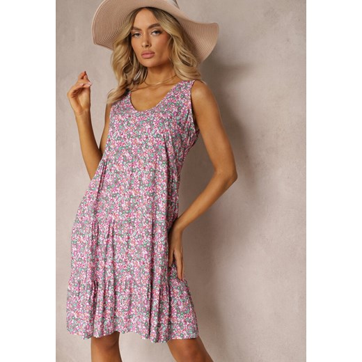Różowa Letnia Sukienka Bez Rękawów z Bawełnianej Tkaniny Kiodelia ze sklepu Renee odzież w kategorii Sukienki - zdjęcie 171443560