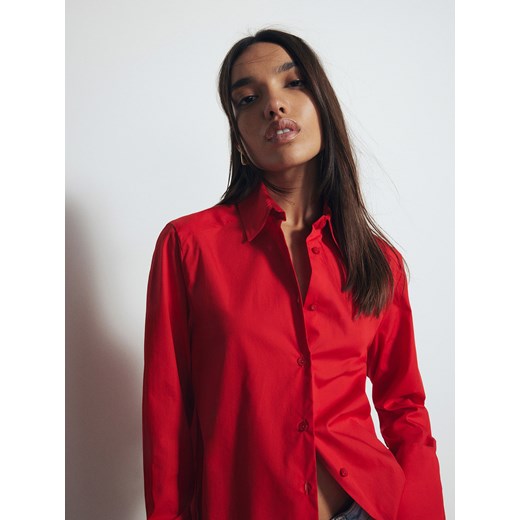 Reserved - Bawełniana koszula - czerwony ze sklepu Reserved w kategorii Koszule damskie - zdjęcie 171444400
