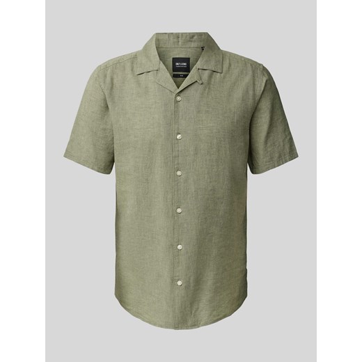 Koszula lniana o kroju slim fit z rękawem o dł. 1/2 model ‘CAIDEN’ ze sklepu Peek&Cloppenburg  w kategorii Koszule męskie - zdjęcie 171447432