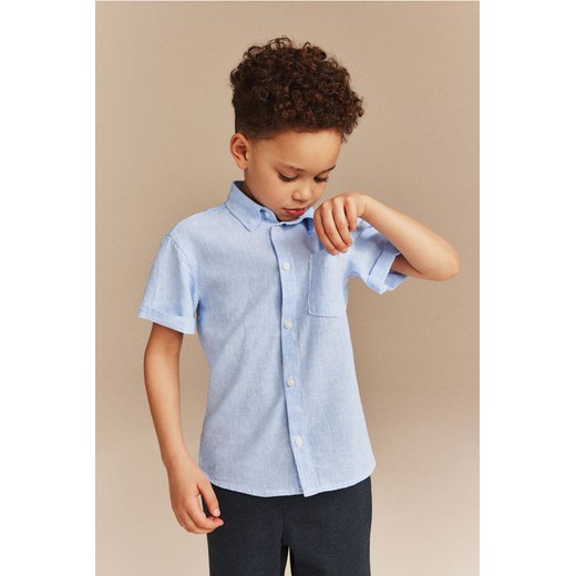H & M - Koszula z domieszką lnu - Niebieski ze sklepu H&M w kategorii Koszule chłopięce - zdjęcie 171448042