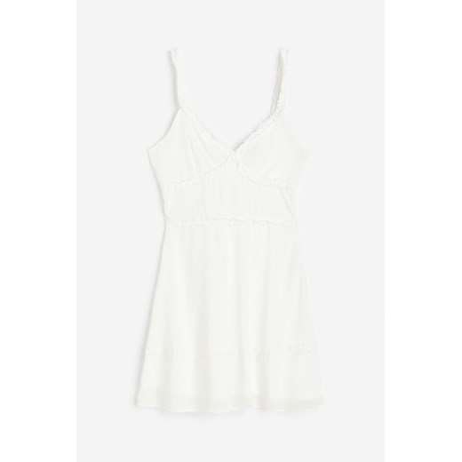 H & M - Sukienka z wiązaniem i falbankami - Biały ze sklepu H&M w kategorii Sukienki - zdjęcie 171448130