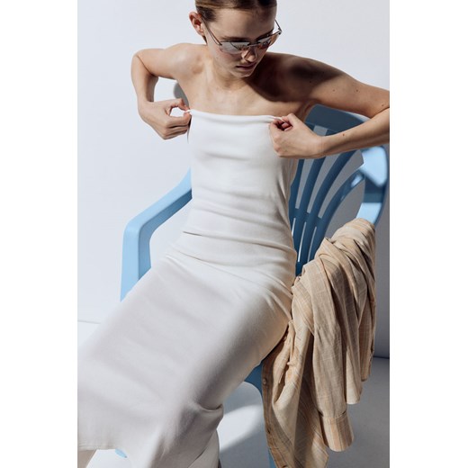 H & M - Sukienka bandeau w prążki - Biały ze sklepu H&M w kategorii Sukienki - zdjęcie 171448204
