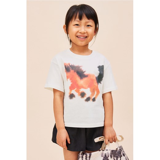 H & M - T-shirt z motywem zwierzęcym - Biały ze sklepu H&M w kategorii Bluzki dziewczęce - zdjęcie 171448231