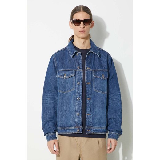 Wood Wood kurtka jeansowa Ivan Denim męska kolor niebieski przejściowa 12315106.7051 ze sklepu PRM w kategorii Kurtki męskie - zdjęcie 171450663