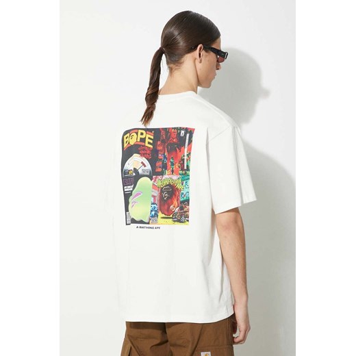 A Bathing Ape t-shirt bawełniany Bape Album Monogram Tee męski kolor beżowy z nadrukiem 1J80109051 ze sklepu PRM w kategorii T-shirty męskie - zdjęcie 171450863