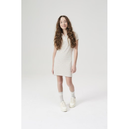 Dzianinowa prążkowana sukienka dziewczęca w paski - Lincoln&Sharks ze sklepu 5.10.15 w kategorii Sukienki dziewczęce - zdjęcie 171455384