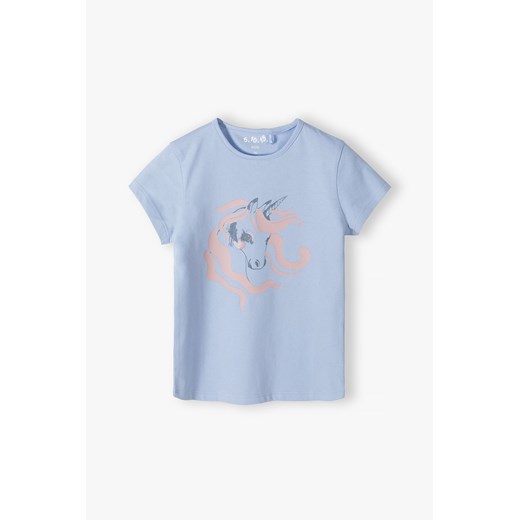 Niebieska koszulka dziewczęca z jednorożcem 5.10.15. ze sklepu 5.10.15 w kategorii Bluzki dziewczęce - zdjęcie 171455401