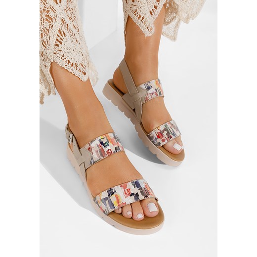 Beżowe sandały damskie skórzane Oniega ze sklepu Zapatos w kategorii Sandały damskie - zdjęcie 171456843