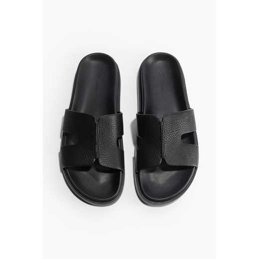 H & M - Skórzane klapki - Czarny ze sklepu H&M w kategorii Klapki damskie - zdjęcie 171456910