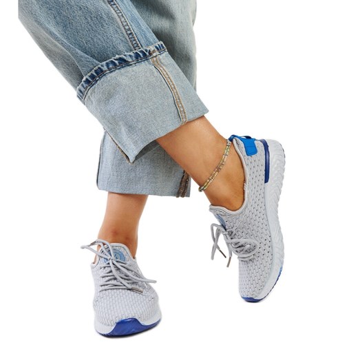 Szare materiałowe sneakersy damskie Cross Jeans ze sklepu ButyModne.pl w kategorii Buty sportowe damskie - zdjęcie 171457881