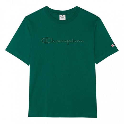 Damski t-shirt z nadrukiem Champion Legacy Crewneck T-shirt - zielony ze sklepu Sportstylestory.com w kategorii Bluzki damskie - zdjęcie 171459112