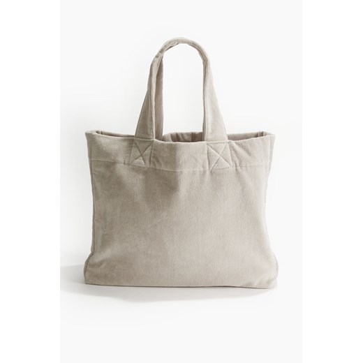 H & M - Torba plażowa z bawełnianej frotte - Brązowy ze sklepu H&M w kategorii Torby Shopper bag - zdjęcie 171459984