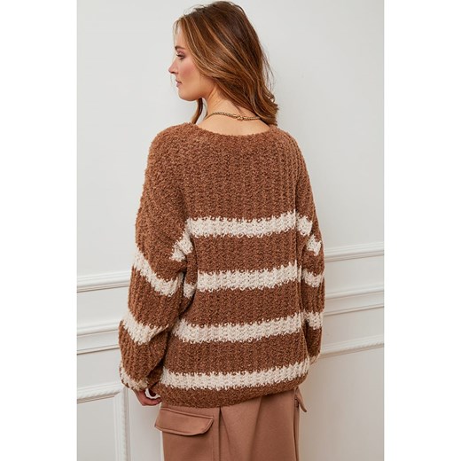 Joséfine Sweter &quot;Andalou&quot; w kolorze karmelowo-kremowym Joséfine M okazyjna cena Limango Polska