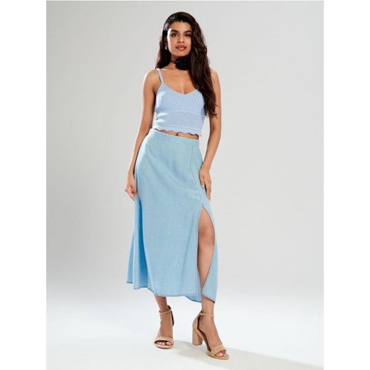 Sinsay - Spódnica midi z rozporkiem - niebieski ze sklepu Sinsay w kategorii Spódnice - zdjęcie 171461840